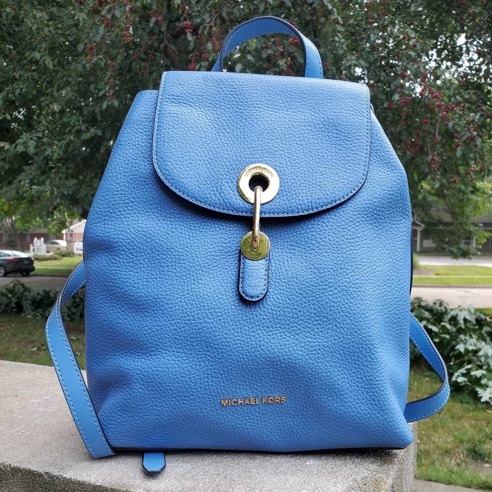 EUC Michael Kors Raven Leather Backpack in South Pacific Blue